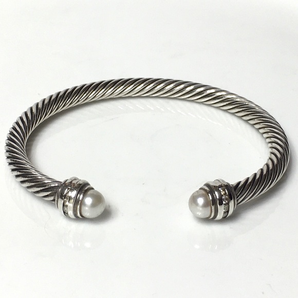 David Yurman Pearl Diamond Cable Cuff Bracelet - Picture 6 of 6